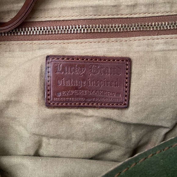 Lucky brand Vintage inspired green suede leather bag ! - Picture 3 of 5